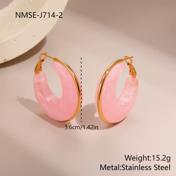 Wholesale Women's Fashion Retro Geometric Stainless Steel 18K Electroplated Earrings