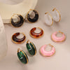 Wholesale Women's Fashion Retro Geometric Stainless Steel 18K Electroplated Earrings