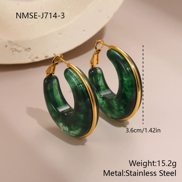 Wholesale Women's Fashion Retro Geometric Stainless Steel 18K Electroplated Earrings