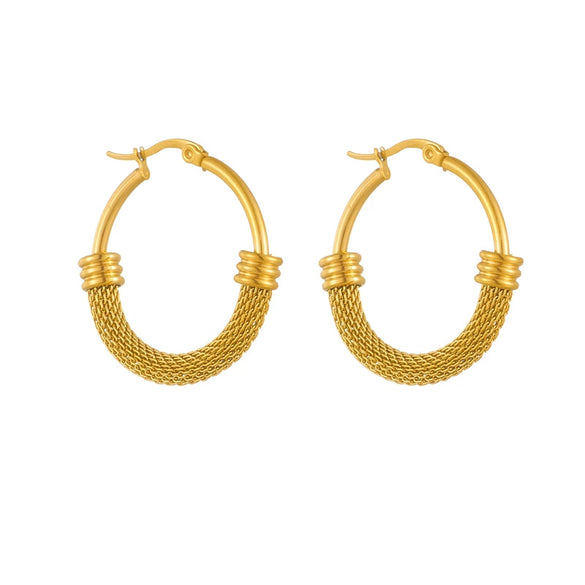 Wholesale Women's Fashion Retro Geometric Titanium Steel Round Twist Earrings With Electroplating