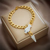 Wholesale Women's Fashion Retro Highend Titanium Steel Hollow Butterfly Pendant Bracelet With Electroplated Metal Chain