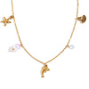 Wholesale Women's Fashion Retro Marine Style Animal Zodiac Stainless Steel 18K Gold Plated Pendant Necklace With O Chain