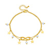 Wholesale Women's Fashion Retro Metal Anklet With Multilayer Stacked Tassel 8Word Fivepointed Star Pendant Titanium Steel