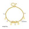 Wholesale Women's Fashion Retro Metal Anklet With Multilayer Stacked Tassel 8Word Fivepointed Star Pendant Titanium Steel