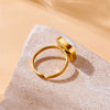 Wholesale Women's Fashion Retro Simple Geometric Pearl Square Stainless Steel Electroplated Ring Accessories