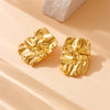 Wholesale Women's Fashion Retro Stainless Steel Pleated Square Electroplated Jewelry Earrings