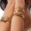 Wholesale Women's Fashion Retro Stainless Steel Zircon Geometric Bracelet