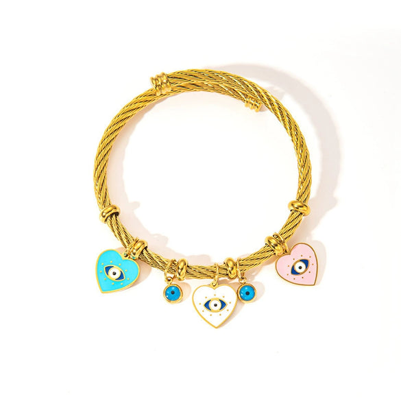 Wholesale Women's Fashion Retro Titanium Steel Heart Shape Personality Electroplated Bracelet