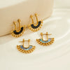 Wholesale Women's Fashion Retro Ushaped Colorful Shell Stainless Steel Electroplated Earrings
