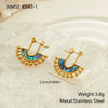 Wholesale Women's Fashion Retro Ushaped Colorful Shell Stainless Steel Electroplated Earrings