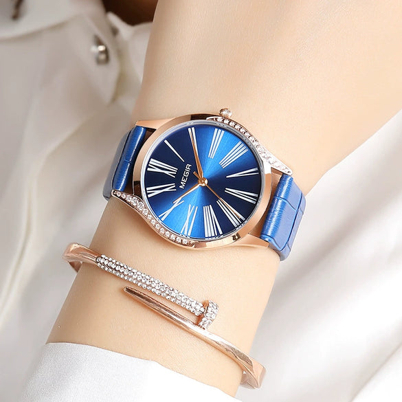 Wholesale Women's Fashion Retro Watch Copper Case Genuine Leather Strap Round Dial