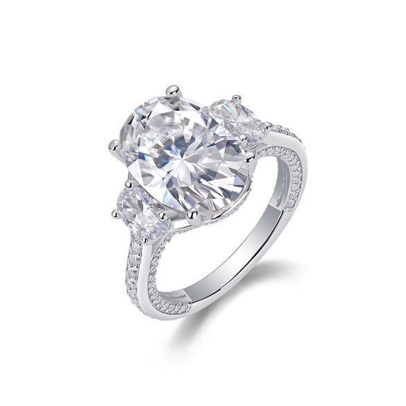 Wholesale Women's Fashion Ring Eggshaped Moissanite Inlaid 925 Silver