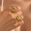 Wholesale Women's Fashion Ring Ginkgo Leaf Titanium Steel Electroplated