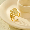 Wholesale Women's Fashion Ring Ginkgo Leaf Titanium Steel Electroplated