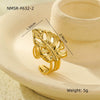 Wholesale Women's Fashion Ring Ginkgo Leaf Titanium Steel Electroplated