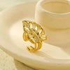 Wholesale Women's Fashion Ring Ginkgo Leaf Titanium Steel Electroplated