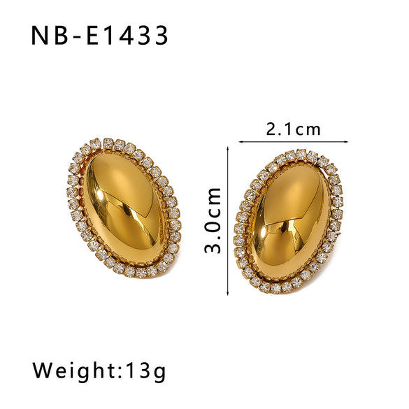 Wholesale Women's Fashion Shell Geometric Diamondencrusted Stainless Steel 18K Electroplated Earrings