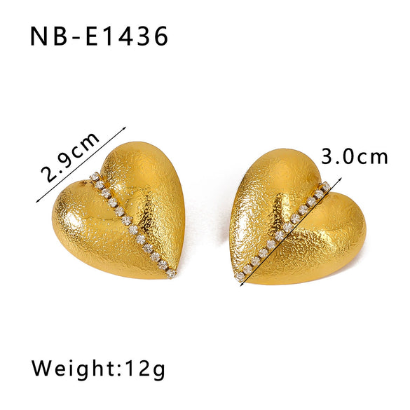 Wholesale Women's Fashion Shell Geometric Diamondencrusted Stainless Steel 18K Electroplated Earrings