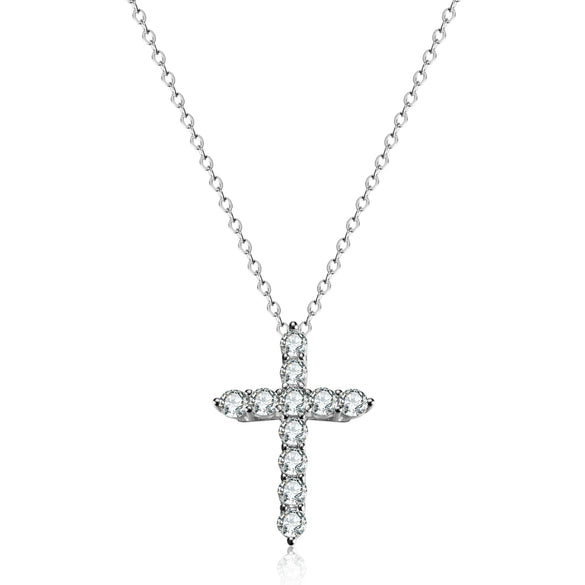 Wholesale Women's Fashion Silver 925 Sterling Pendant Necklace With Geometric Cross And Moissanite Design