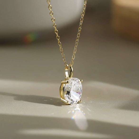Wholesale Women's Fashion Silver Zircon Pendant Necklace With Geometric Pattern And Electroplating Process