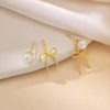 Wholesale Women's Fashion Simple Bow Tie Geometric Copper Gold Plated Earrings
