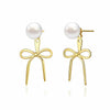 Wholesale Women's Fashion Simple Bow Tie Geometric Copper Gold Plated Earrings