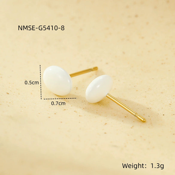 Wholesale Women's Fashion Simple Color Oil Dropping Stainless Steel Bean Earrings 18K Gold Plated