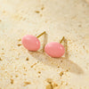 Wholesale Women's Fashion Simple Color Oil Dropping Stainless Steel Bean Earrings 18K Gold Plated