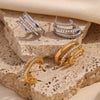 Wholesale Women's Fashion Simple Creative Stainless Steel 18K Gold Plated C Shape Geometric Rhinestone Earrings