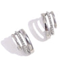 Wholesale Women's Fashion Simple Creative Stainless Steel 18K Gold Plated C Shape Geometric Rhinestone Earrings