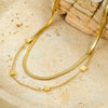 Wholesale Women's Fashion Simple Doublelayer Stainless Steel Necklace With Geometric Pattern And Electroplating Treatment