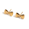 Wholesale Women's Fashion Simple Elegant Stainless Steel 18K Gold Plated Bow Tie Beads Earrings And Necklace