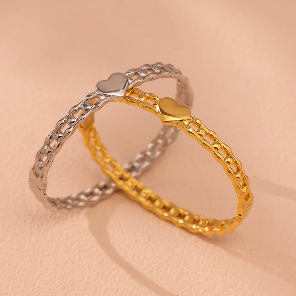 Wholesale Women's Fashion Simple Geometric Hollow Buckle Ferris Wheel Bracelet Stainless Steel 18K Gold Plated