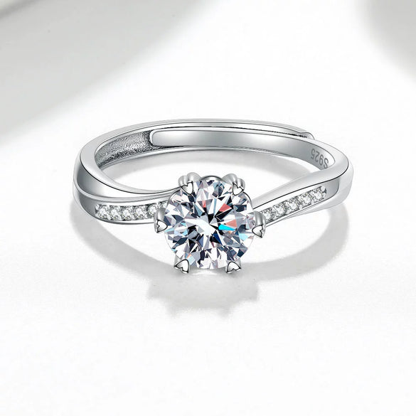 Wholesale Women's Fashion Simple Geometric S925 Sterling Silver Open Ring With Electroplating And Row Diamond