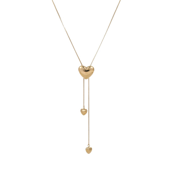 Wholesale Women's Fashion Simple Heart And Geometric Stainless Steel Pendant Necklace With Electroplating