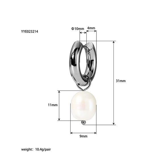 Wholesale Women's Fashion Simple Ins Stainless Steel Earrings With Natural Freshwater Pearl Pendant Vacuum Real Gold Electroplating In Pvd Furnace