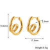 Wholesale Women's Fashion Simple Light Luxury Geometric Ushaped Bamboo Winding Spiral Stainless Steel 18K Gold Plated Earrings Combination