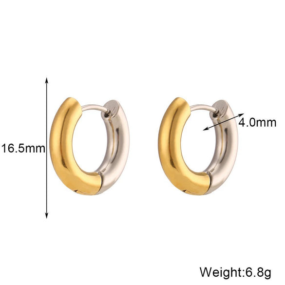 Wholesale Women's Fashion Simple Light Luxury Geometric Ushaped Bamboo Winding Spiral Stainless Steel 18K Gold Plated Earrings Combination
