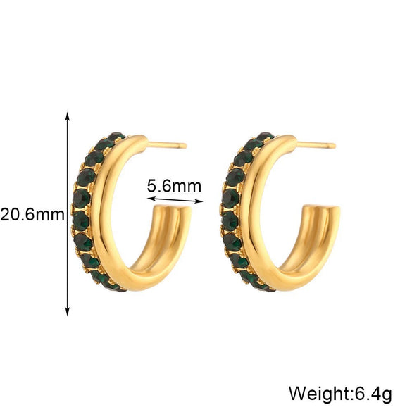Wholesale Women's Fashion Simple Light Luxury Geometric Ushaped Bamboo Winding Spiral Stainless Steel 18K Gold Plated Earrings Combination