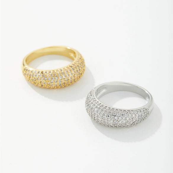 Wholesale Women's Fashion Simple Light Luxury White Copper Geometric Diamond Ring With Electroplating Process