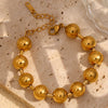 Wholesale Women's Fashion Simple Niche Allmatch Highgrade Bracelet Stainless Steel 18K Gold Plated Geometric Large Round Bead Electroplated