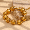 Wholesale Women's Fashion Simple Niche Allmatch Highgrade Bracelet Stainless Steel 18K Gold Plated Geometric Large Round Bead Electroplated