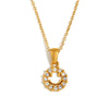 Wholesale Women's Fashion Simple Niche Personality Stainless Steel Electroplated 18K Gold Hollow Zircon Geometric Smiley Pendant Necklace