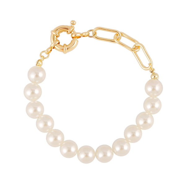 Wholesale Women's Fashion Simple Pearl Heartpatterned Electroplated Bracelet Jewelry
