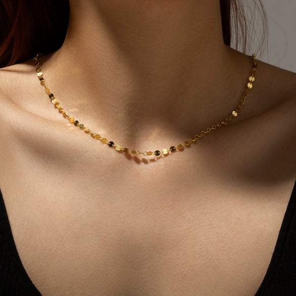 Wholesale Women's Fashion Simple 925 Silver Chain Necklace And Bracelet With Gold And Platinum Electroplating And Diamond Design