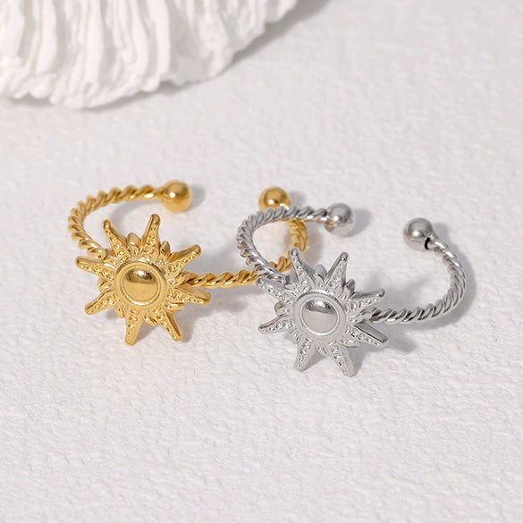 Wholesale Women's Fashion Simple Stainless Steel Sun Ring With Electroplating Treatment And Niche Design