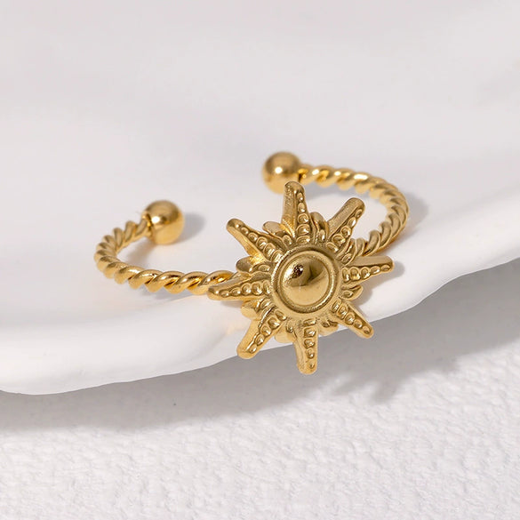 Wholesale Women's Fashion Simple Stainless Steel Sun Ring With Electroplating Treatment And Niche Design