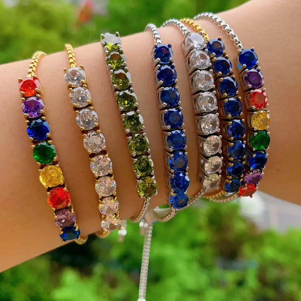 Wholesale Women's Fashion Simple Stainless Steel Zircon Bracelet Set With Geometric Style And Electroplating Treatment