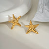 Wholesale Women's Fashion Simple Star Earrings Stainless Steel With Pvd Furnace Vacuum Real Gold Plating