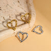 Wholesale Women's Fashion Simple Titanium Steel Geometric Heart Cut Out 18K Gold Plated Earrings